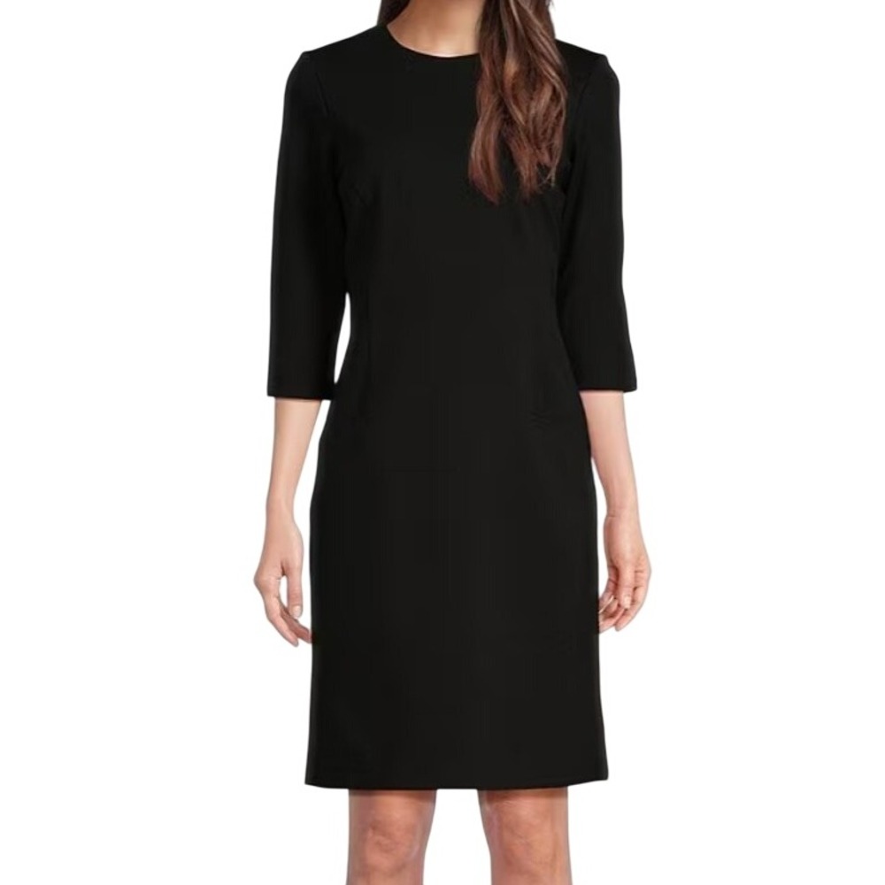 J.McLaughlin Black Career Sheath Dress Women's Size L 3/4 Sleeve